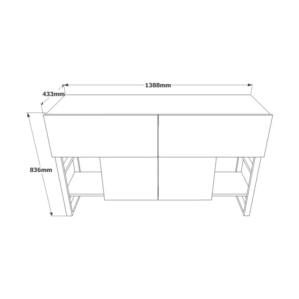 Consolle industrial 138x43x83h cm quercia - Izo
