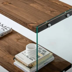 Consolle in legno e vetro 90x30x80h cm noce - Doha