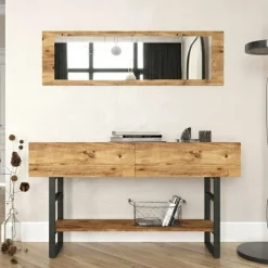 Consolle legno e metallo 139x43x75h cm quercia - Izo