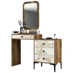 Consolle make up 70x84x40h cm noce e bianco - Bedonia