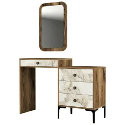 Consolle make up 70x84x40h cm noce e bianco - Bedonia
