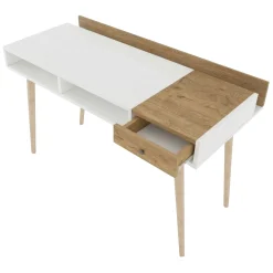Consolle Marrone Rovere Bianco un Ripiano 2 Vani 120x53x72h cm, Colore Ripiano Bianco - Carugo
