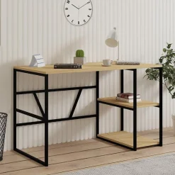 Consolle Marrone Rovere Nero un Ripiano 2 Vani 120x60x74h cm, Colore Ripiano Marrone - Persiceto