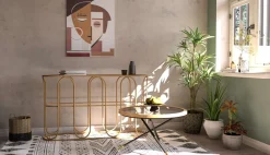 Consolle Marrone un Ripiano Struttura Effetto Bamboo 110x32x77h cm, Materiale Struttura in Legno - Tiznit