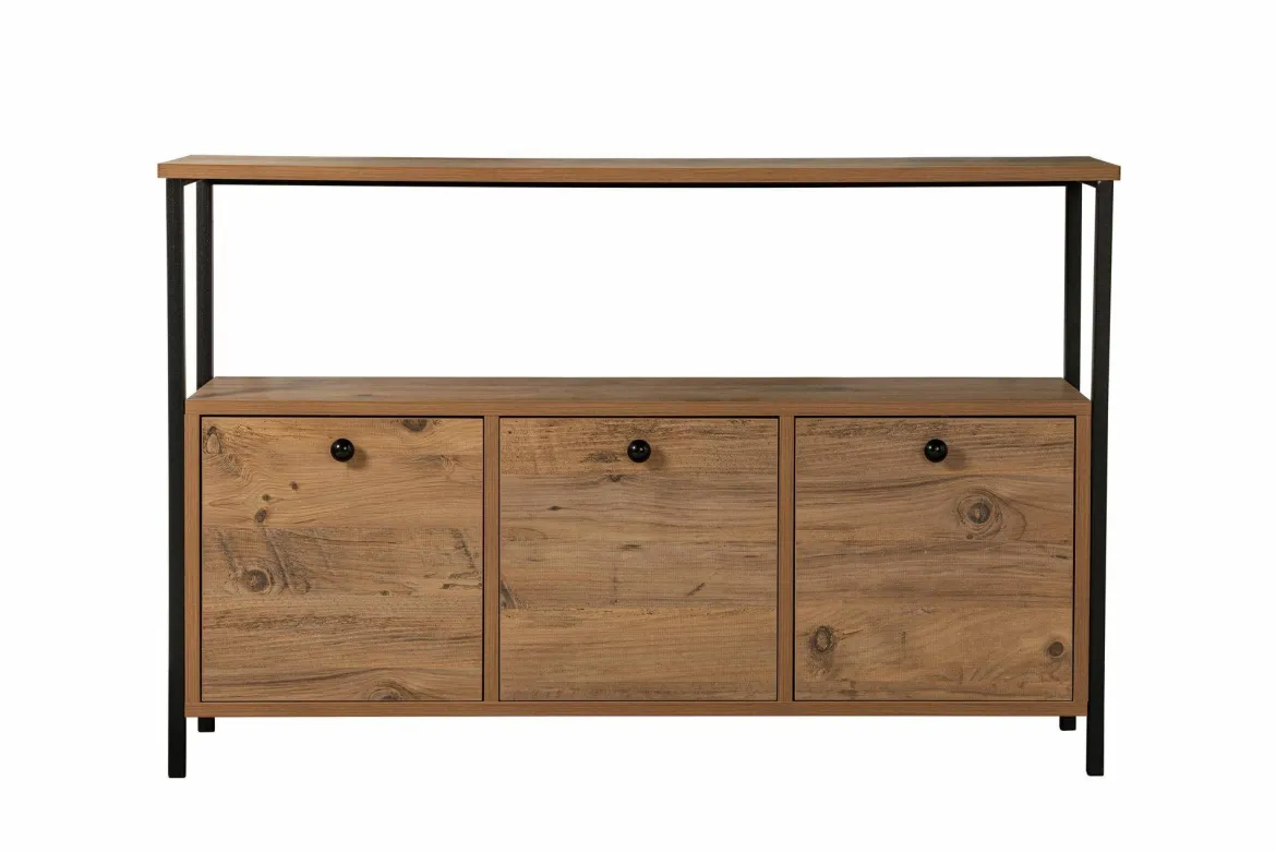 Consolle Nesta, 120x30 h75 cm, Pino e Nero