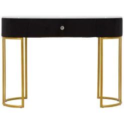 Consolle oro Nero un Ripiano Piano Effetto Marmo con 1 Cassetto 100x43x74h cm, Materiale Struttura in Tessuto - Marsa