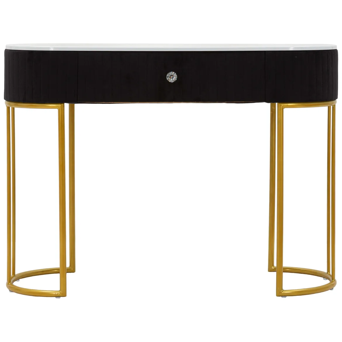 Consolle oro Nero un Ripiano Piano Effetto Marmo con 1 Cassetto 100x43x74h cm, Materiale Struttura in Tessuto - Marsa