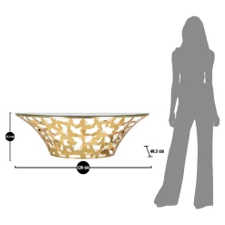 Consolle oro Trasparente un Ripiano Base con Decorazione con Farfalle 120x41x37h cm, Materiale Struttura in Vetro - Azrou