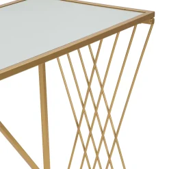 Consolle oro Trasparente un Ripiano Materiale Struttura in Vetro 120x41x81h cm, Colore Ripiano Trasparente - Rankin