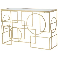 Consolle oro Trasparente un Ripiano Materiale Struttura in Vetro 120x41x81h cm, Colore Ripiano Trasparente - Rankin