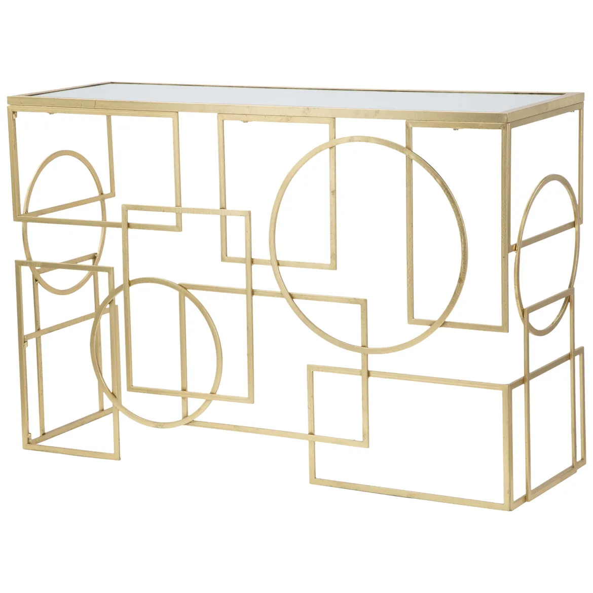 Consolle oro Trasparente un Ripiano Materiale Struttura in Vetro 120x41x81h cm, Colore Ripiano Trasparente - Rankin