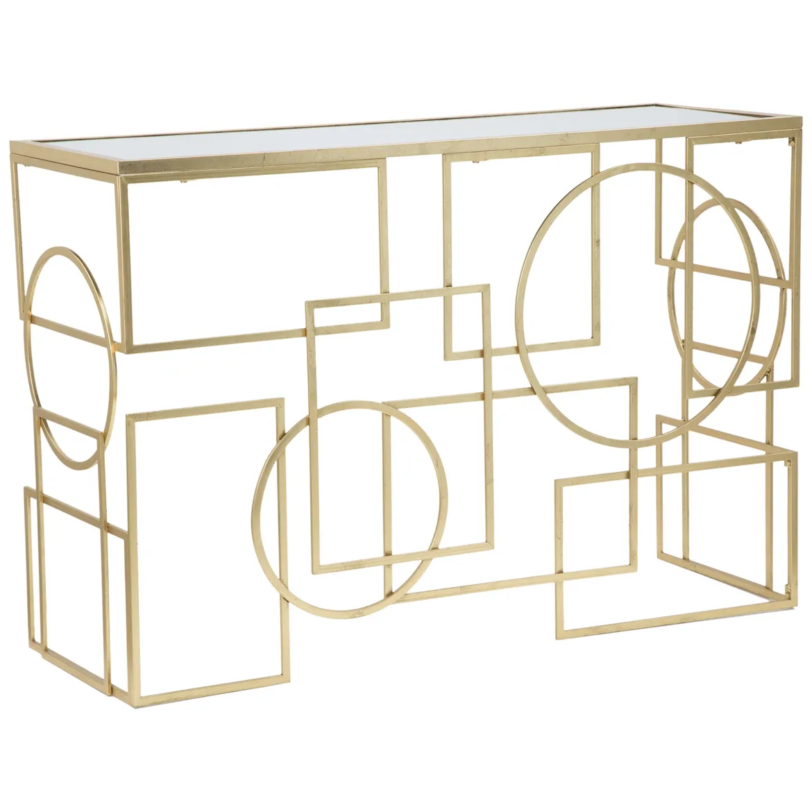 Consolle oro Trasparente un Ripiano Materiale Struttura in Vetro 120x41x81h cm, Colore Ripiano Trasparente - Rankin