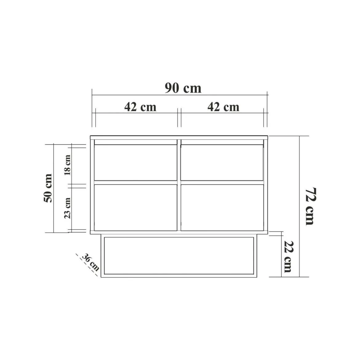 Consolle salotto 90x36x72h cm noce e nero - Credenza Indiano