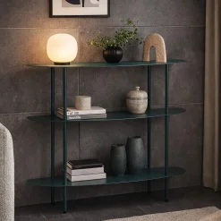 Consolle Verde Ottanio 3 Ripiani Colore Ripiano Verde 6x31x93h cm, Sfumatura Colore Struttura Ottanio - Gamitimi