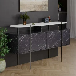 Consolle 150x38x86h cm bianco e grigio - Vance
