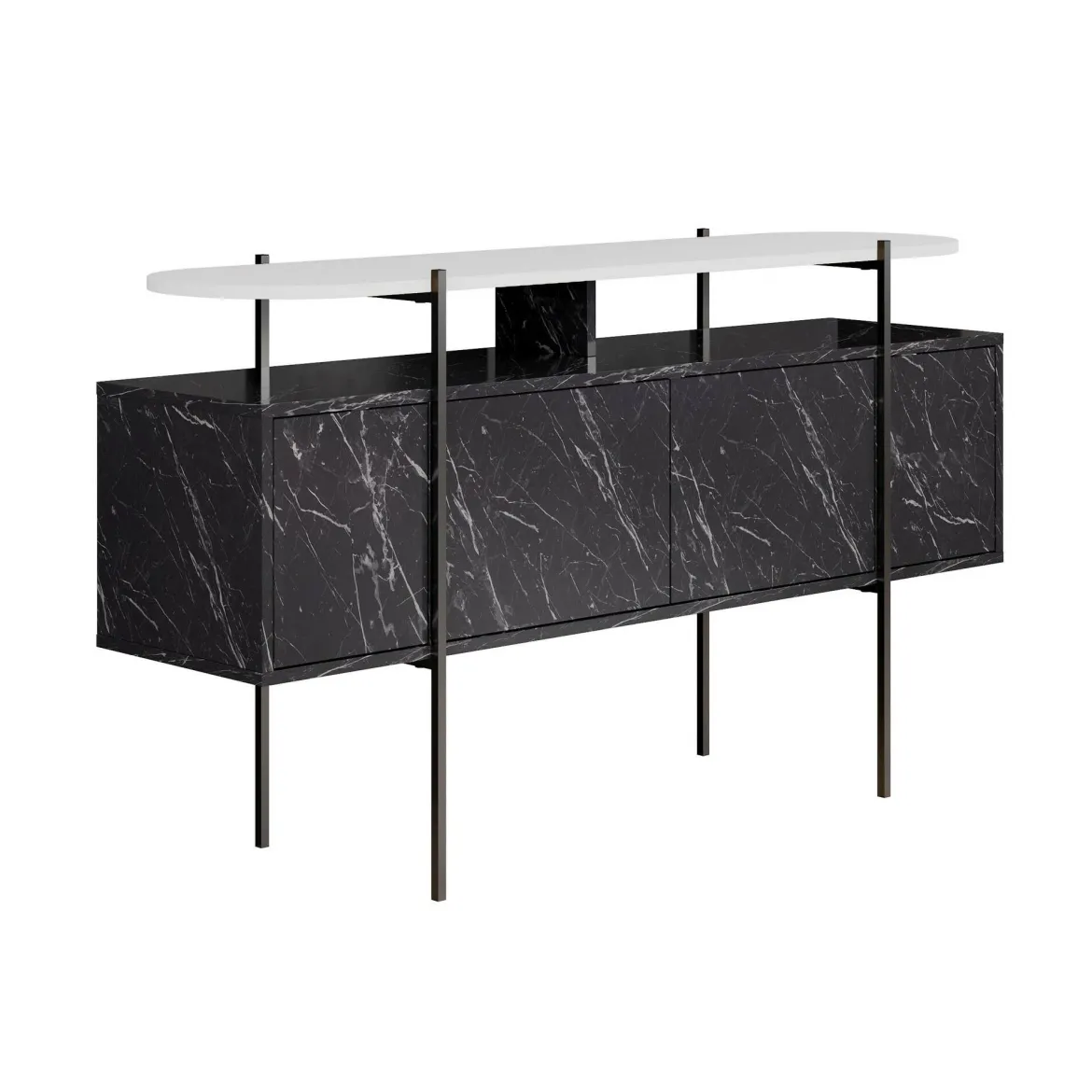 Consolle 150x38x86h cm bianco e grigio - Vance