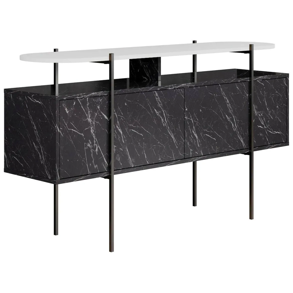 Consolle 150x38x86h cm bianco e grigio - Vance