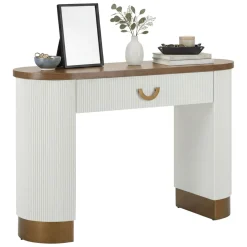 Consolle 121x40x78h cm bianco e marrone - Cadre