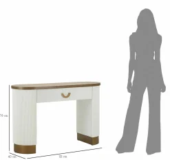 Consolle 121x40x78h cm bianco e marrone - Cadre