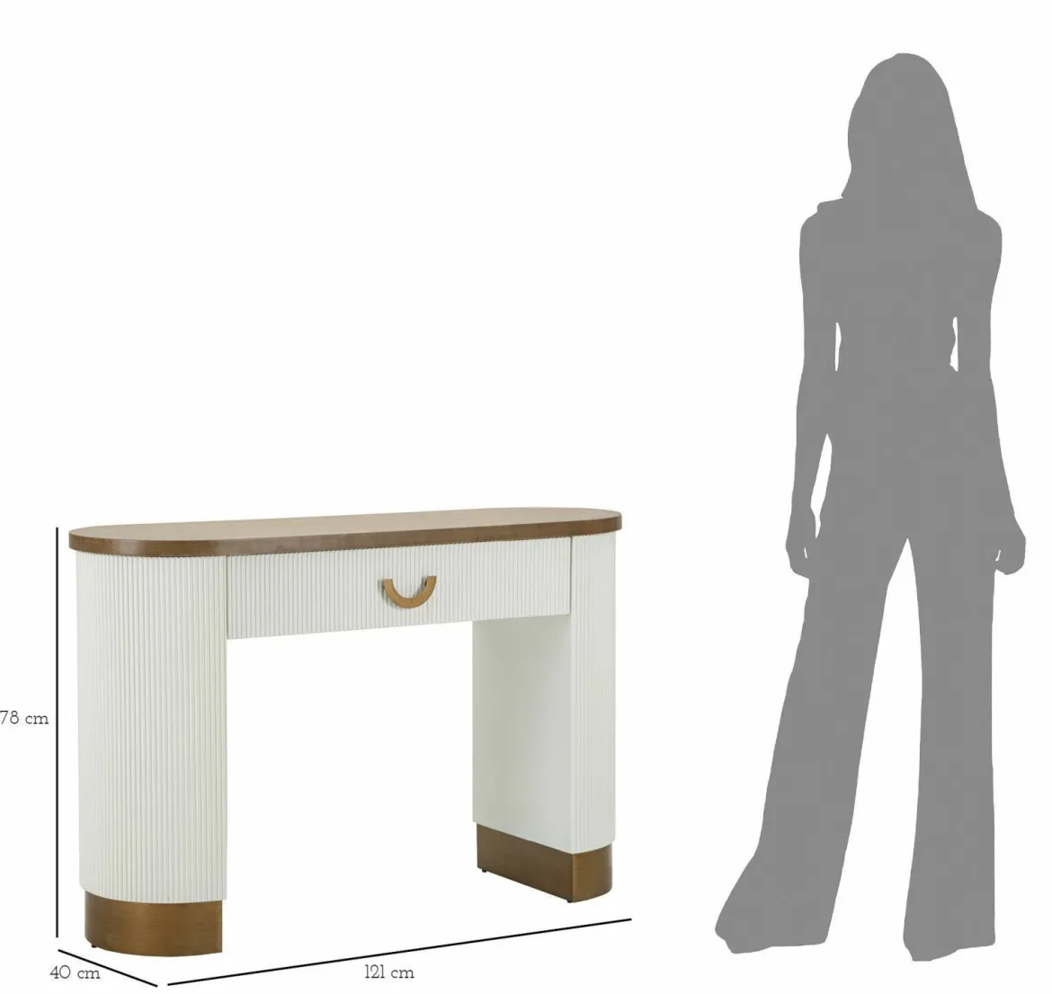Consolle 121x40x78h cm bianco e marrone - Cadre