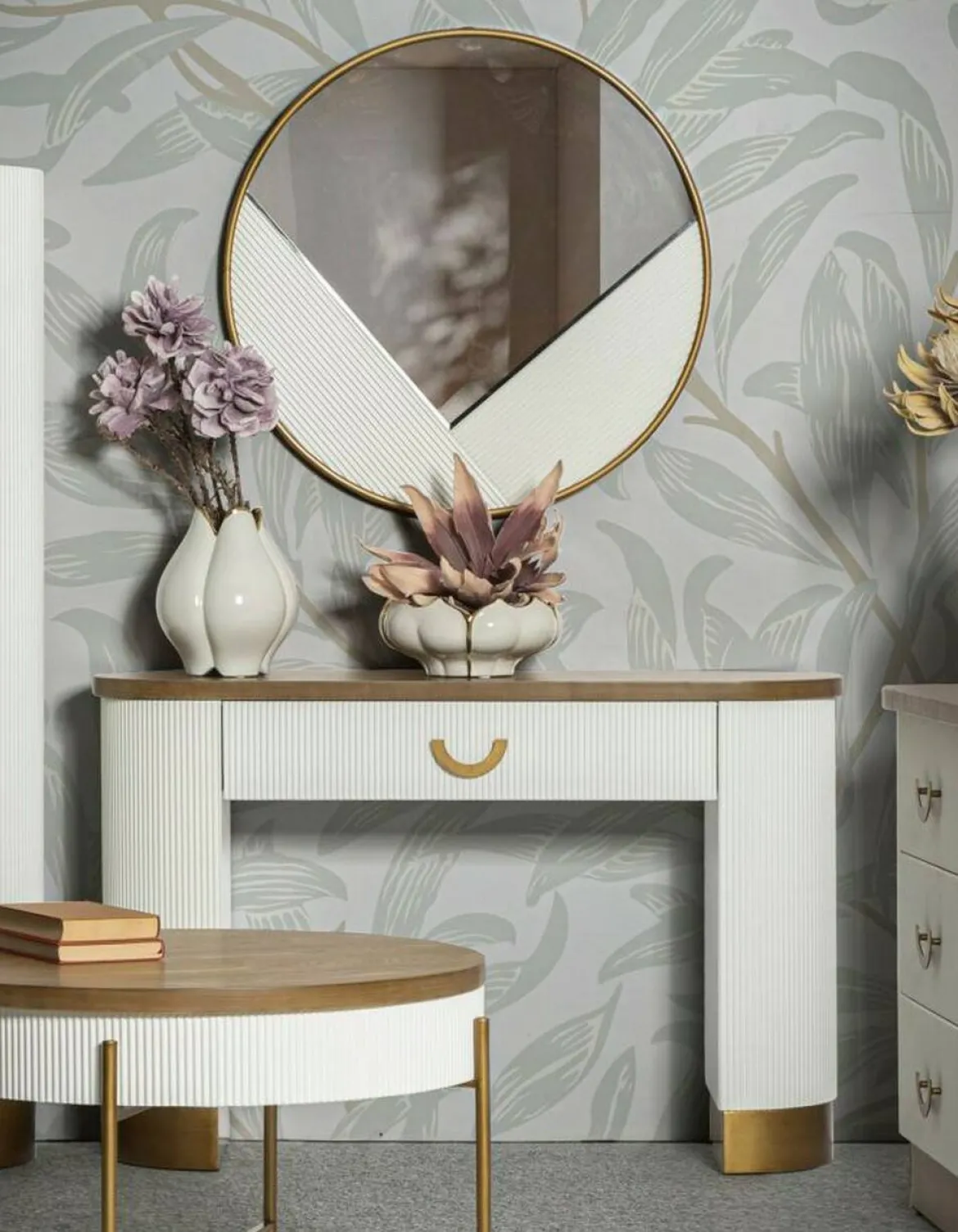 Consolle 121x40x78h cm bianco e marrone - Cadre