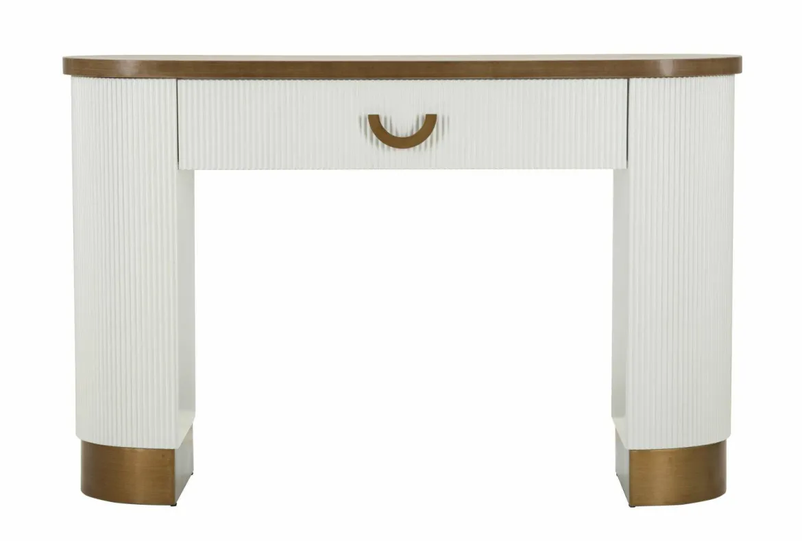 Consolle 121x40x78h cm bianco e marrone - Cadre