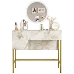 Consolle 88x44x77h cm bianco e oro - Scoppito