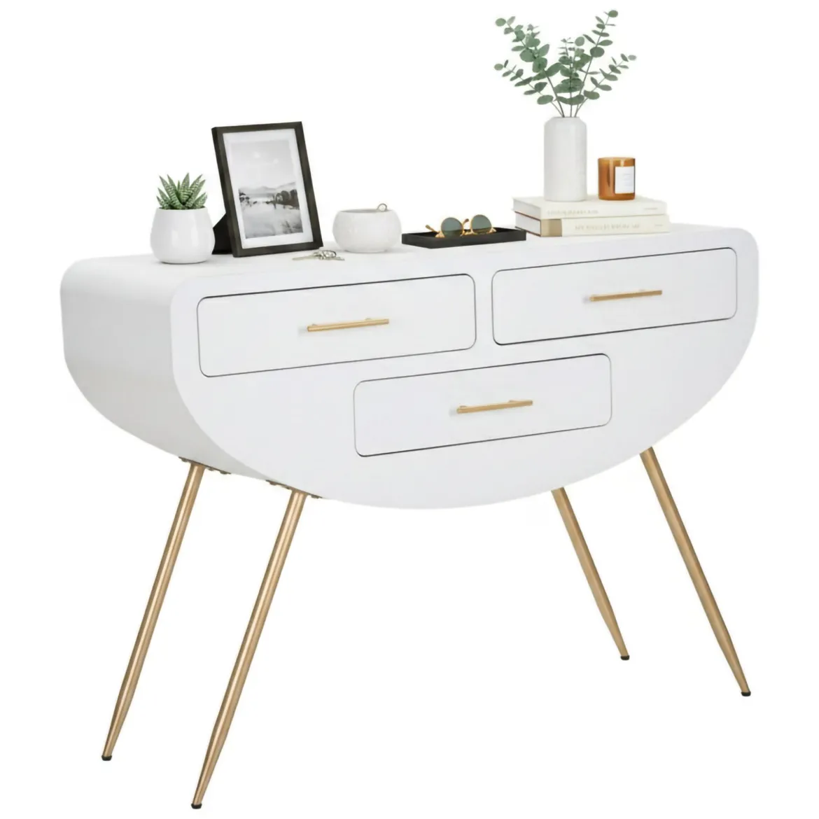 Consolle 110x40x80h cm bianco e oro - Tomato