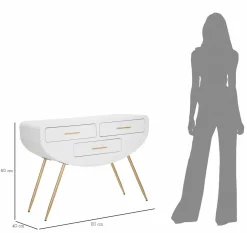 Consolle 110x40x80h cm bianco e oro - Tomato