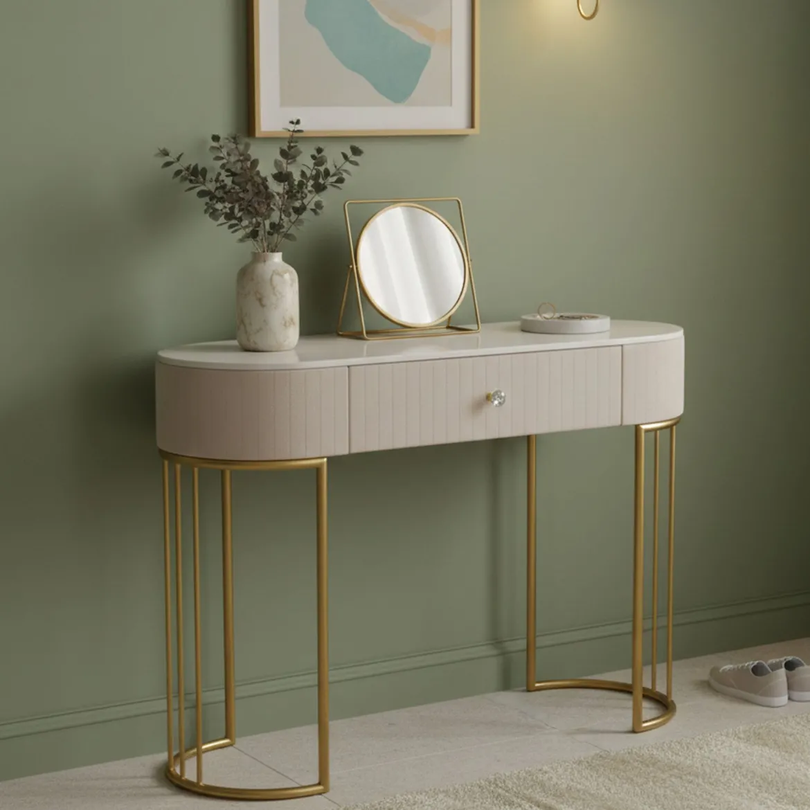 Consolle 100x40x75h cm crema e bianco - Abstraktes