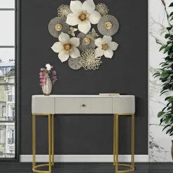 Consolle 100x40x75h cm crema e bianco - Abstraktes