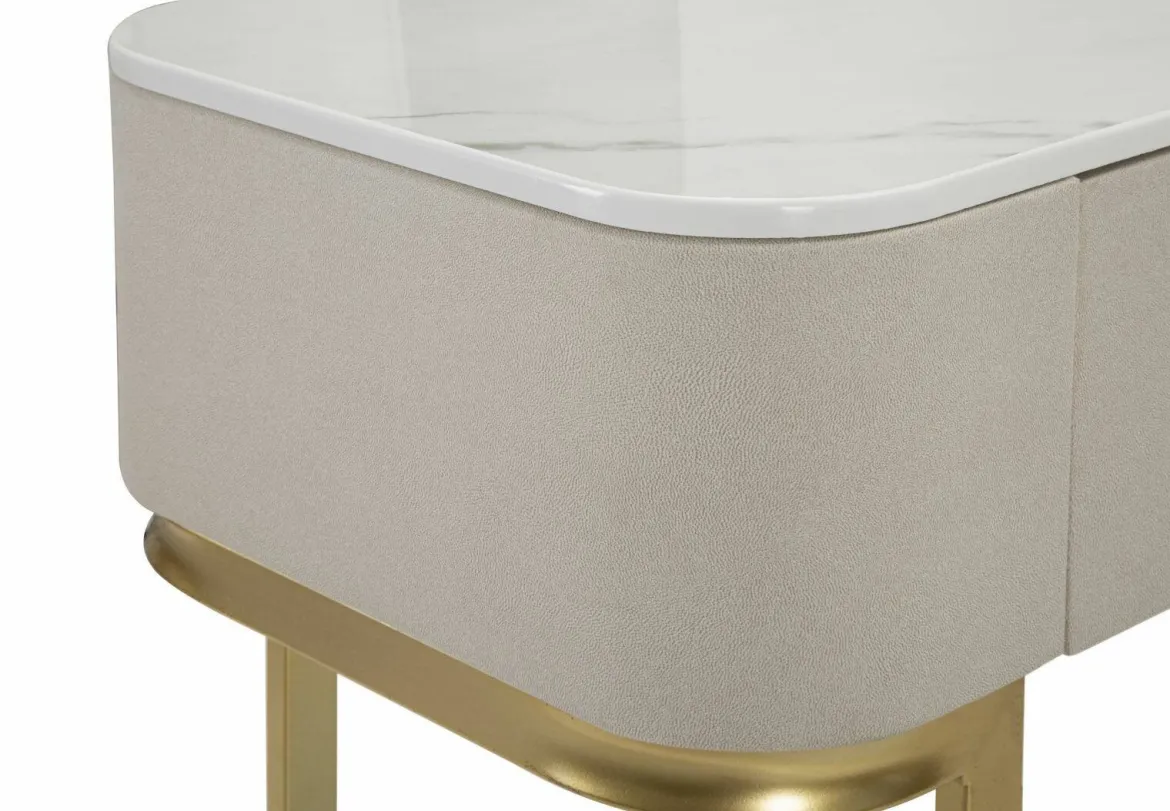 Consolle 100x40x80h cm crema e oro - Ronda