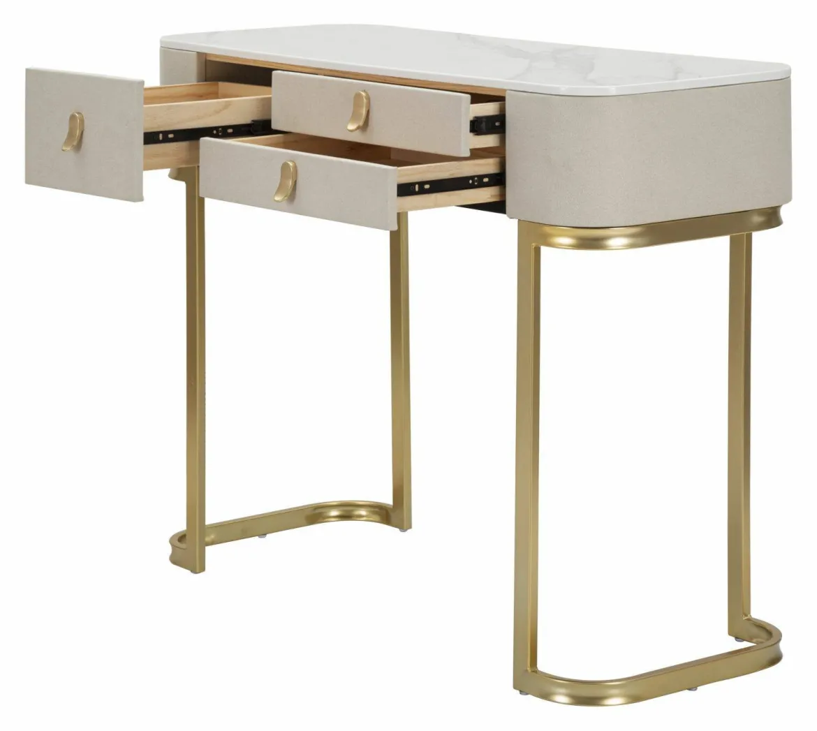 Consolle 100x40x80h cm crema e oro - Ronda