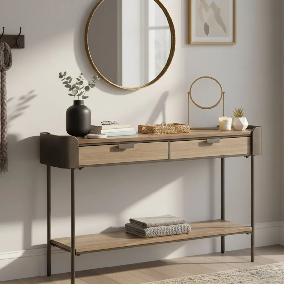 Consolle 120x31x72h cm grigio e marrone - Franz