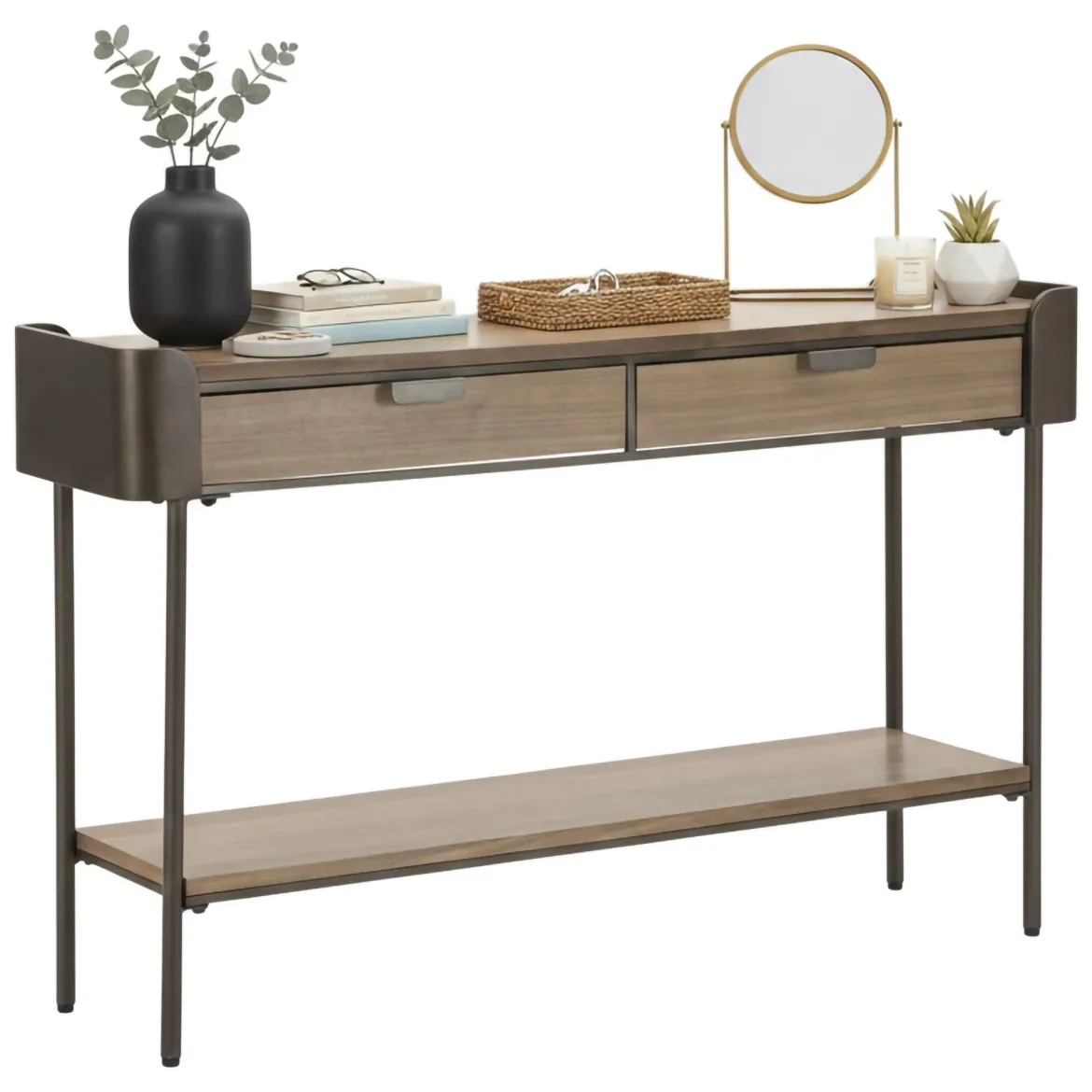 Consolle 120x31x72h cm grigio e marrone - Franz
