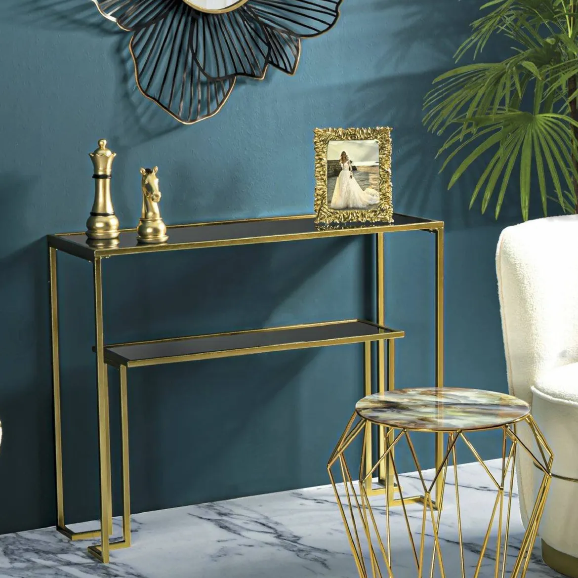 Consolle 100x35x80h cm oro - Jackson
