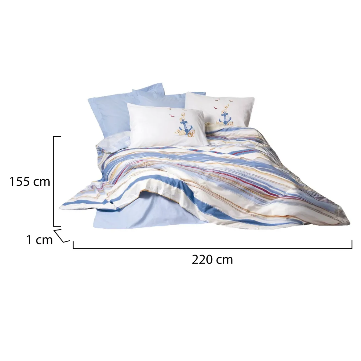 Copripiumino singolo Helena, 220x155 cm, Blu
