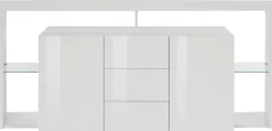 Credenza Aba, 180x40h80 cm, Bianco lucido