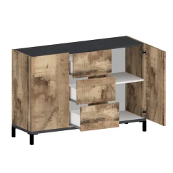 Credenza acero e ardesia 120x40x82h cm 3 ante e 1 cassetto - Albatross