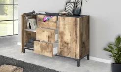 Credenza acero e ardesia 120x40x82h cm 3 ante e 1 cassetto - Albatross