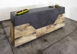 Credenza acero e ardesia 158x43x86h cm 4 ante - Agis