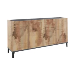 Credenza acero e ardesia 160x40x82h cm 3 ante e 3 cassetti - Abic