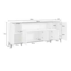 Credenza acero e ardesia 200x43x86h cm 4 ante - Ania