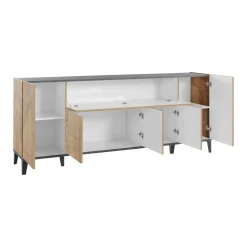 Credenza acero e ardesia 200x43x86h cm 4 ante - Ania
