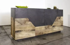 Credenza acero e ardesia 200x43x86h cm 4 ante - Ania