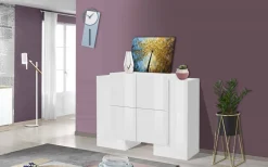 Credenza Age, cm 130x45h100, Bianco lucido