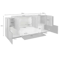 Credenza Akirum, cm 220x45h86, Antracite e Acero