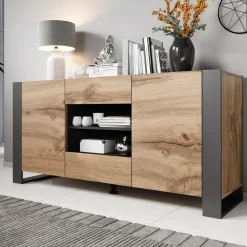Credenza Albignola, 164x44 h80 cm, Rovere Nodi e Antracite