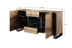 Credenza Albignola, 164x44 h80 cm, Rovere Nodi e Antracite