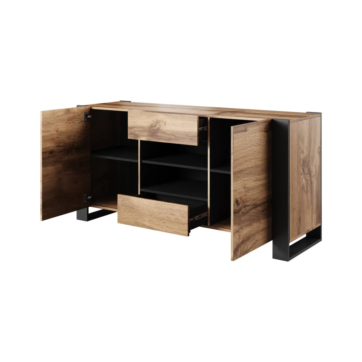 Credenza Albignola, 164x44 h80 cm, Rovere Nodi e Antracite